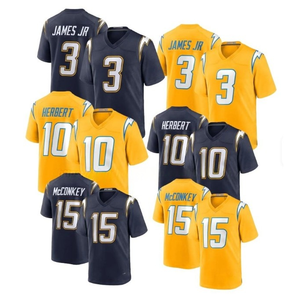 Camiseta de Fútbol Americano de los Angeles Chargers para Hombre, 100% Poliéster, Transpirable, Premium, Cuello en V, Manga Corta, Deportiva # 10 Herbert # 15 McConkey - Product Image 1