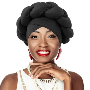 African Femme Large Air Braid Knoten Turbanli Bayan Resimleri Pretied Turban Hut für Frauen Indian Head Wrap Strass Cap