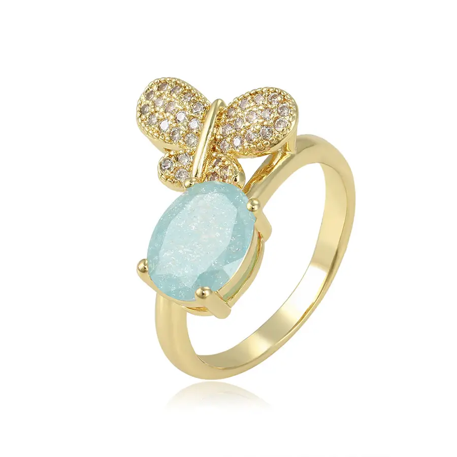 15267 xuping jewelry Wholesale Affordable Elegant and Smart Butterfly 14K Gold Plated Ice Stone Ring