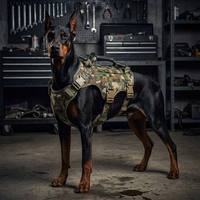 Harnais tactique en nylon pour chien, réglable, réfléchissant, avec poignée, pour chiens de taille moyenne/grande et chats de grande taille