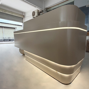 Modern Office <b>Reception</b> <b>Counter</b> Front Desk <b>Counter</b> Curve Shape Beauty Salon LED Light <b>Reception</b> Desk - Product Image 3