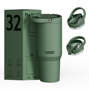 32oz Personalisierter Thermobecher mit doppelwandigem 18/8 Edelstahl, großem Fassungsvermögen, 24h-Trinkflasche für unterwegs und Partys, mit Henkel und 2-in-1-Deckel - Product Image 3
