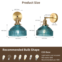 Lampe murale moderne en verre style campagnard américain traditionnel pour chambre à coucher, couloir, salon