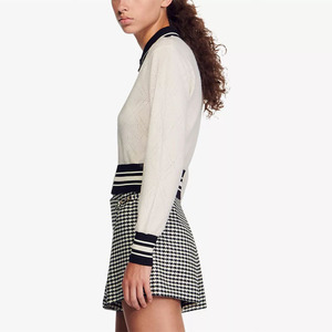 Maglione <span class=keywords><strong>Elegante</strong></span> da Donna in <span class=keywords><strong>Maglia</strong></span> con Collo a Polo, Zip e Maniche Lunghe, Personalizzabile per Primavera/Estate - Product Image 3