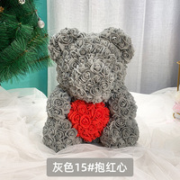 Vente en gros d'usine, rose artificielle en mousse PE blanche de 25 cm, savon en forme de rose, ours en peluche pour les mariages et la Saint-Valentin, roses éternelles