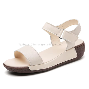 Nuevas Sandalias de Verano para Mujer con Tacón de Cuña, de Cuero Suave y Suela Blanda, para Mujeres de Mediana Edad y Mayores, con Tacón Medio y Suela de Tendón, de Tacón Bajo - Product Image 4