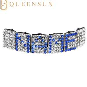 ファッションジュエリー歯グリルズヒップホップMoissaniteグリルズ925シルバーブルー文字パーソナライズアイド付き歯の名前グリルズ - Product Image 5