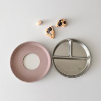 Assiette pour enfants en acier inoxydable 304 de 9 pouces, design moderne 2026, avec ventouse en silicone incluse, assiette à dîner pour enfants Plus
