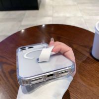 Housse de téléphone portable magnétique à aimant transparent élevé pour iPhone 11 12 13 Pro 14 15 Plus 16 17 Pro Max housse de téléphone portable avec support