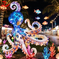 Riesige LED-Oktopus-Laterne Maßgefertigte Zigong Seetier-Seidenlaterne für Outdoor-Wasserpark-Shows