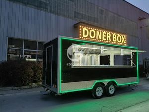 Grote Capaciteit Food Truck 4-wiel Food Kar Trailerhen Set Fabriek Maatwerk Mobiele Reiscontainer Restaurant Fruitkar - Product Image 4