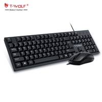 Combo de Teclado y Ratón con Cable T-WOLF TF500, 104 Teclas, Conjunto de Teclado y Ratón Clásico para Oficina, para Computadora de Escritorio