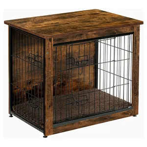 Heavy Duty Indoor Pet Double-Doors Furniture Wooden Dog Crate End Table House