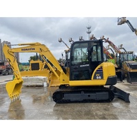 Mini-excavatrice sur chenilles Komatsu PC56 d'occasion en bon état, 5,3 tonnes, avec lame de bulldozer, machine de terrassement d'occasion à vendre