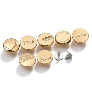 Golden Plating Jeans <b>Buttons</b> and Rivets Zamac Custom Brand Logo Pattern Metal Jean Jacket <b>Buttons</b> for Jeans Denim Clothing - Product Image 3