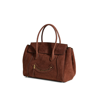 Tas Selempang Kulit Suede Kapasitas Besar dengan Pegangan Atas Ganda, Tas Jinjing untuk Perjalanan Sehari-hari