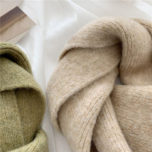 カスタム 厚手 ショール ニット 暖かい カシミア スカーフ 無地 冬 プレーン スカーフ レディース カシミア マフラー - Product Image 3