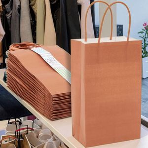 Eco-Friendly Natural Brown Kraft <b>Paper</b> Bags with Handle Wholesale <b>Biodegradable</b> Gift Packaging for Pillow Use Custom Logo - Product Image 3