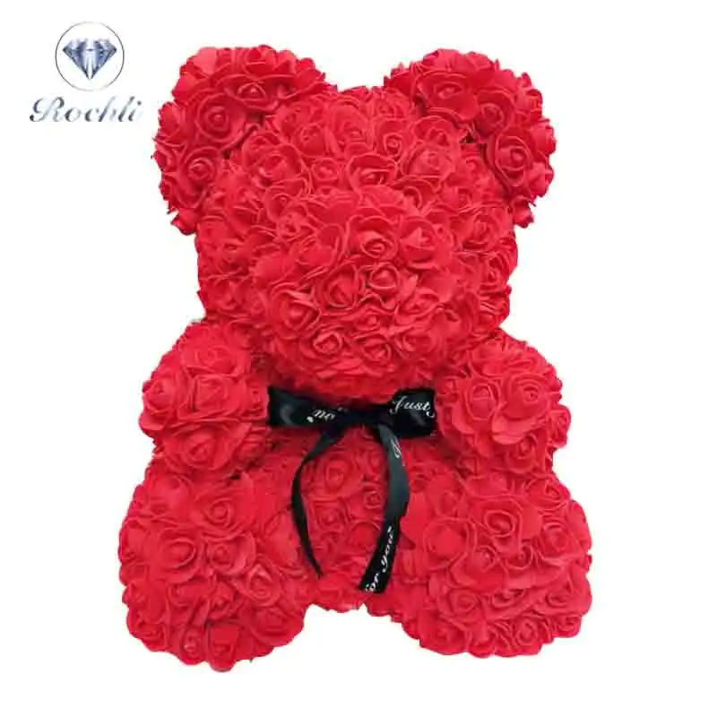 Hot Sale Christmas 40 CM Cute Artificial Romantic Gift PE Foam Flower Teddy Rose Bear for Valentine's Day Navidad