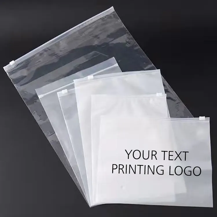 Custom Printed Logo T Shirt Plastic Zip Lock Bag Resealable Matte Frosted Zipper Bags for Clothing Packaging