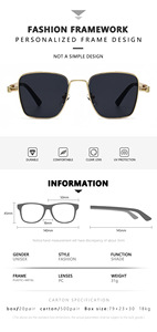 Lunettes de soleil carrées rétro à monture métallique, protection UV, pour hommes et femmes, idéales pour la pêche et les voyages - Product Image 4