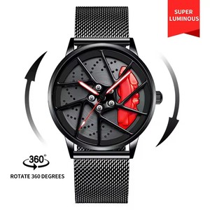 Drop Shipping Personality Quartz Watches <b>Car</b> Wheel Rotating Watch Trendy for Men Reloj <b>Car</b> Flywheel Hollow Waterproof Wristwatch - Product Image 6