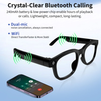 Lunettes Intelligentes Légères et Élégantes avec Caméra, Assistant IA Contextuel, Audio Open-Ear, Wi-Fi, Photo et Vidéo 720P, 7h d'Autonomie Audio Continue