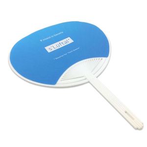 Éventail portable personnalisé avec logo imprimé, poignée en papier écologique et PP, idéal pour la publicité - Product Image 2