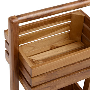 Tùy Chỉnh Gỗ Tếch 2 Tier Giỏ Lưu Trữ Đứng Nhà Bếp Trái Cây Rau Lưu Trữ Giá Khăn Giá Cho Phòng Tắm - Product Image 3