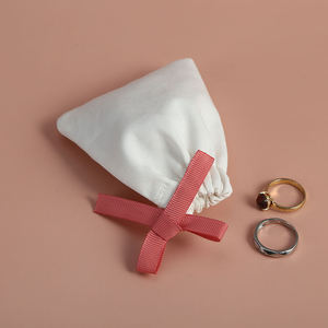 Cao Cấp Màu Trắng Bông Túi Thanh Lịch Đồ Trang Sức Son Môi Bao Bì Quà Tặng Dây Kéo Túi Bow Knot Tái Sử Dụng Tổ Chức Cho Phụ Nữ - Product Image 4