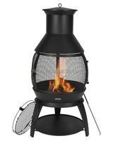 Cheminée de jardin Aztec de 20 pouces avec grille et couvercle, foyer extérieur en fonte pour terrasse et jardin