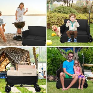 Hot Sales <strong>Wagon</strong> Bench Love Seat Collapsible Heavy Duty Four-Wheel <strong>Wagon</strong>-500 LBS Storage <strong>Beach</strong> Cart Big Wheels Camping Shopping - Product Image 5