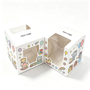 Caja de regalo cuadrada de papel transparente personalizada con diseño de dibujos animados, impresión a color, embalaje rígido para juguetes y manualidades. - Product Image 2