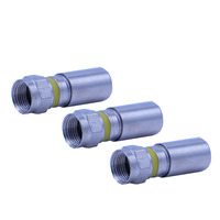Conector Coaxial de Aluminio de Compresión F6 RG6 con Cuatro Blindajes para Redes FTTH IP TCP