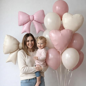 Ensemble de ballons en forme de cœur en feuille d'aluminium et en latex, couleur bleue mate, ballon en feuille d'aluminium en forme de nœud pour la décoration de fête de naissance - Product Image 2