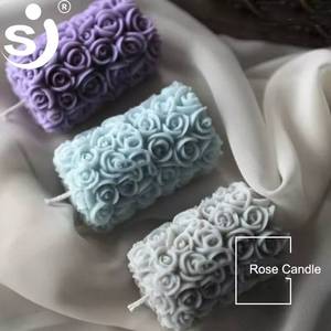 New Design 3D Rose Flower DIY Plaster Cylinder Shape <b>Silicone</b> Soap Candle Mold - Product Image 6