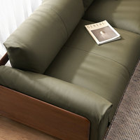 Ensemble de canapés d'angle en bois massif de style nordique S1026 avec housse amovible en cuir, noyer noir, pour appartement, hôtel, villa, salons