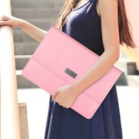 Benutzer definierte schlanke PU-Leder Laptop-Hülle Tasche mit kleiner Tasche Wasserdichte Computer-Schutzhülle mc Buch Air Sleeve 15 Zoll