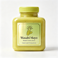 Étiquettes de bouteilles de wasabi et de mayonnaise Haoxuan OEM, autocollants adhésifs imperméables imprimés UV sur PET pour l'emballage de sauces