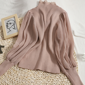 Maglione in tinta unita a maniche lunghe a maniche lunghe lavorato a maglia <span class=keywords><strong>corta</strong></span> da <span class=keywords><strong>donna</strong></span> - Product Image 2