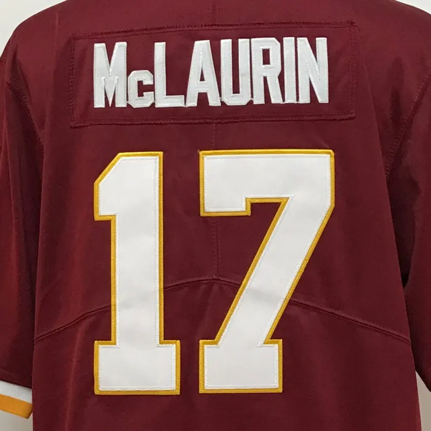 Terry McLaurin bourgogne meilleure qualité cousu maillot de Football américain