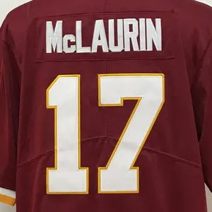 Spugna McLaurin Borgogna Migliore Qualità Cucito Football Americano Jersey