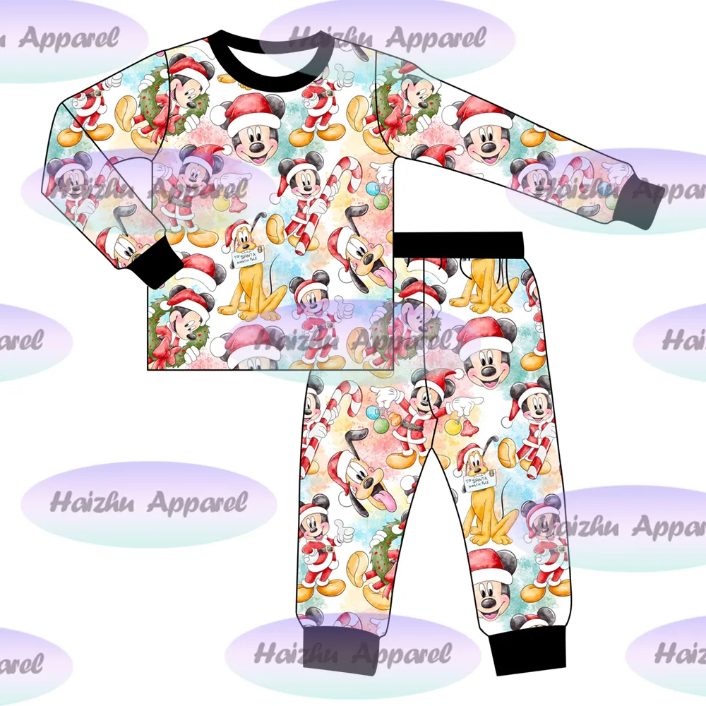 Bc1-9 New Design OEM Winter Pajama 2 piece outfit Service Long Sleeve Kids Clothing Trousers Set Toddlers Christmas pajamas