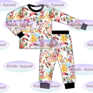 Bc1-9 Nouvelle Conception OEM Hiver Pyjama 2 pièces tenue À Manches Longues Enfants Vêtements Pantalon Ensemble Enfants pyjamas De Noël