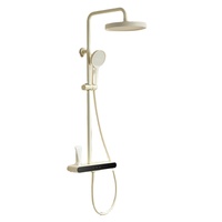 Grifo de Ducha de Pared Redondo de Latón Blanco de Alta Calidad, Sistema de Lluvia de 3 Funciones con Chorro de Agua para Villas y Hoteles