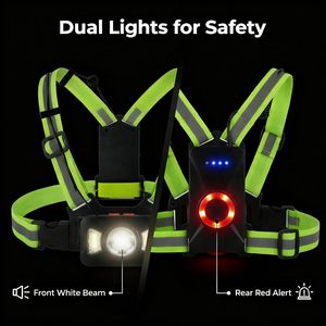 USB Rechargeable <strong>Runner</strong> Night Safety Running <strong>Light</strong> With 360&deg; Reflective Vest Lightweight 500 Lumen Running <strong>Chest</strong> <strong>Light</strong> - Product Image 3