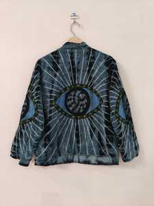 Veste en velours Suzani avec broderie oculaire et teinture nouée à la main, motif œil maléfique, pour l'hiver, style kimono - Product Image 6