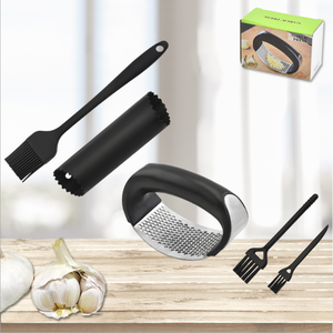 5 cái thép không gỉ tỏi ép, l-arc hình dạng thiết kế tỏi Máy nghiền với Silicone Ống tỏi kneader và sạch sẽ - Product Image 1