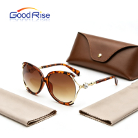 Lunettes de soleil surdimensionnées pour femmes, protection UV400, monture PC avec décoration en cristal, verres dégradés, effet écaille de tortue, couleur personnalisée, OEM ODM