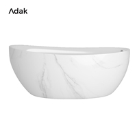 Baignoire autoportante portable en acrylique à motif marbre, sur mesure, avec drain, aspect pierre de luxe, pour salle de bain intérieure